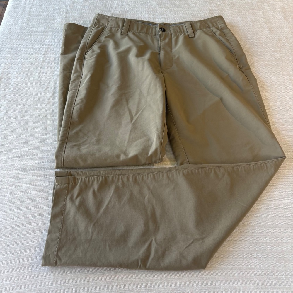 Under Armour Mens Golf Pants Khaki Tan Straight Leg Stretch 1248089 34x32